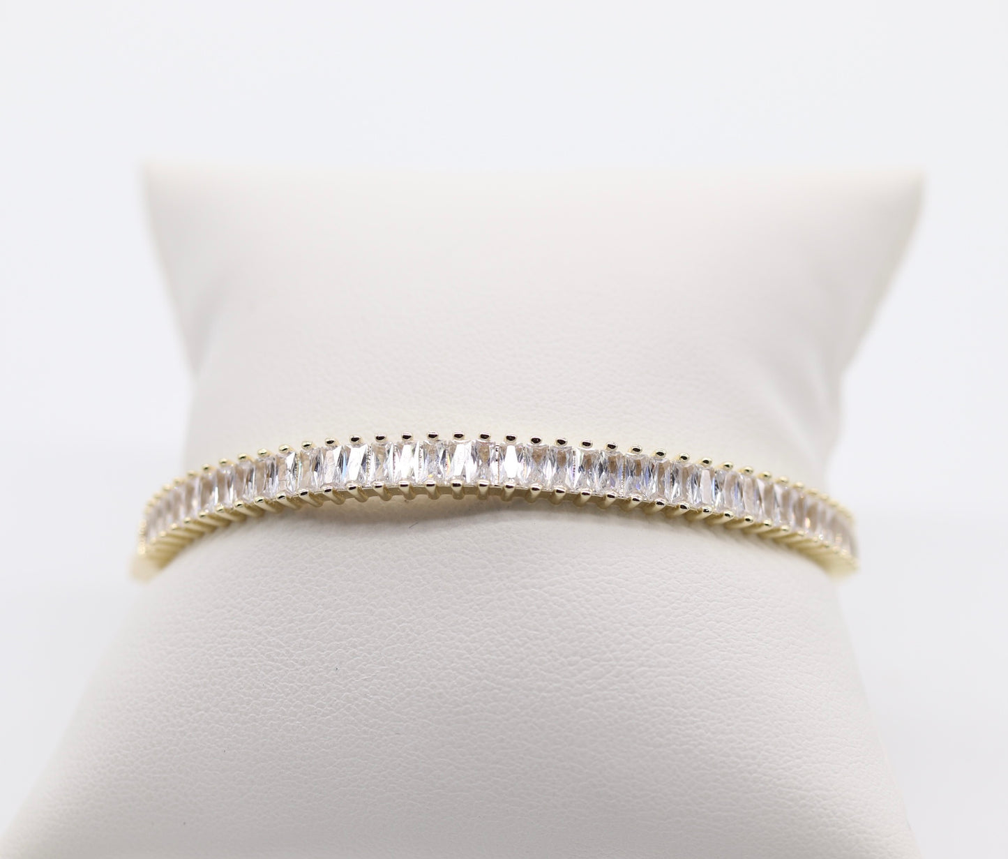 Gold Plated Bangle with Baguette Diamonds!!