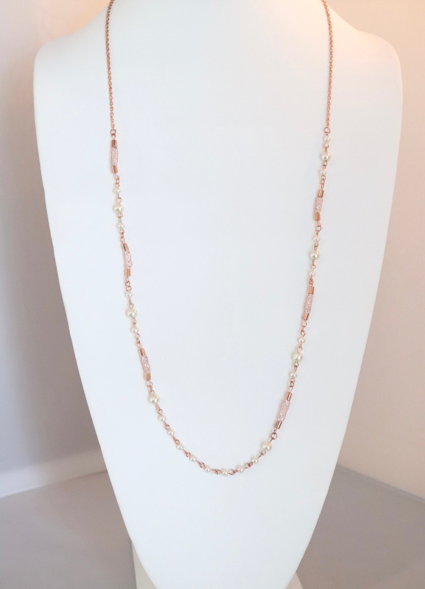 Elegant Rose Gold With Pearl Stations