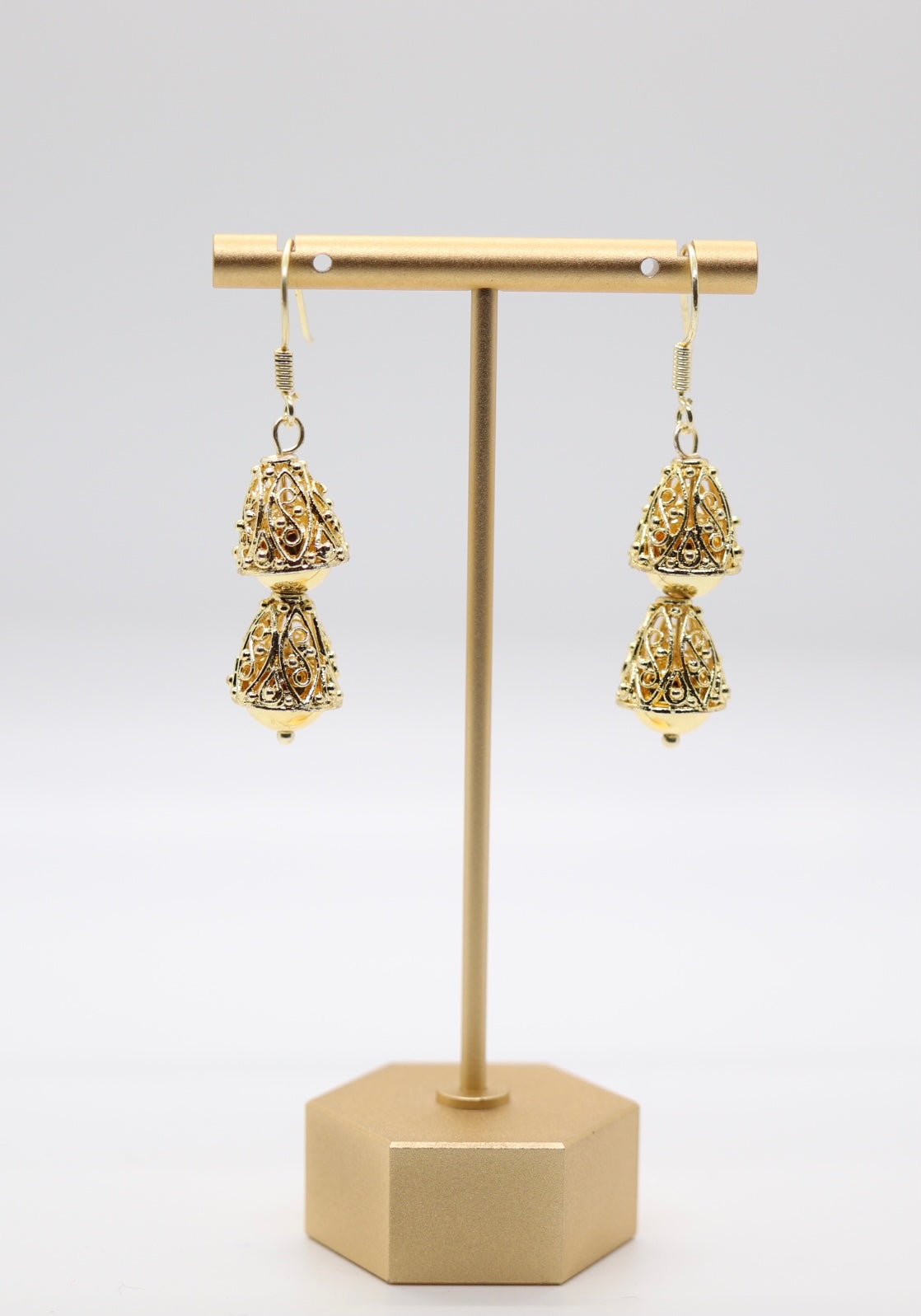 Gold Filigree Decore Drop Earrings
