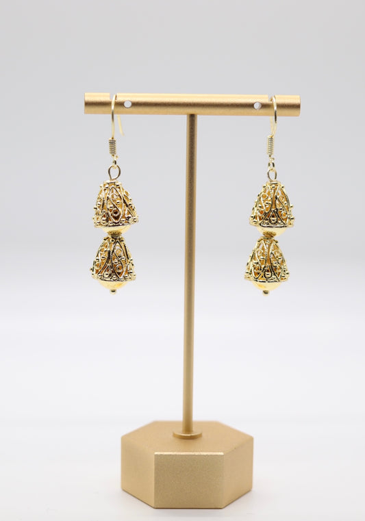 Gold Filigree Decore Drop Earrings
