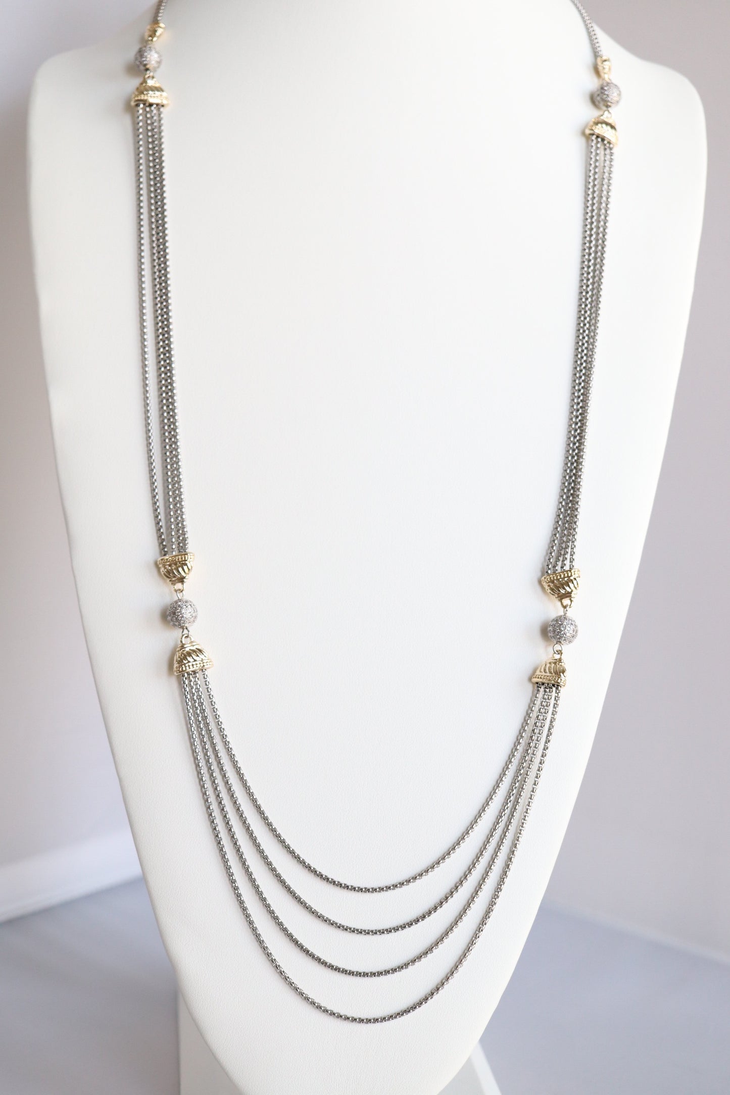 Beautiful Silver and Gold Multi-Strand Necklace