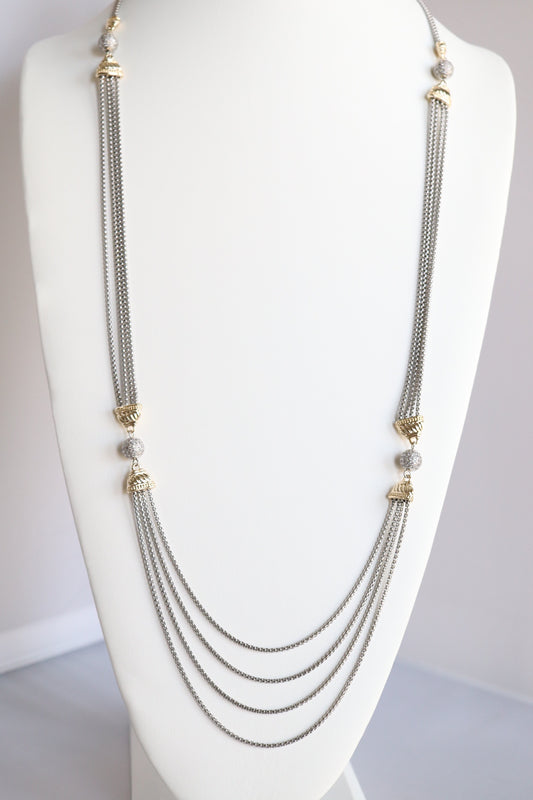 Beautiful Silver and Gold Multi-Strand Necklace