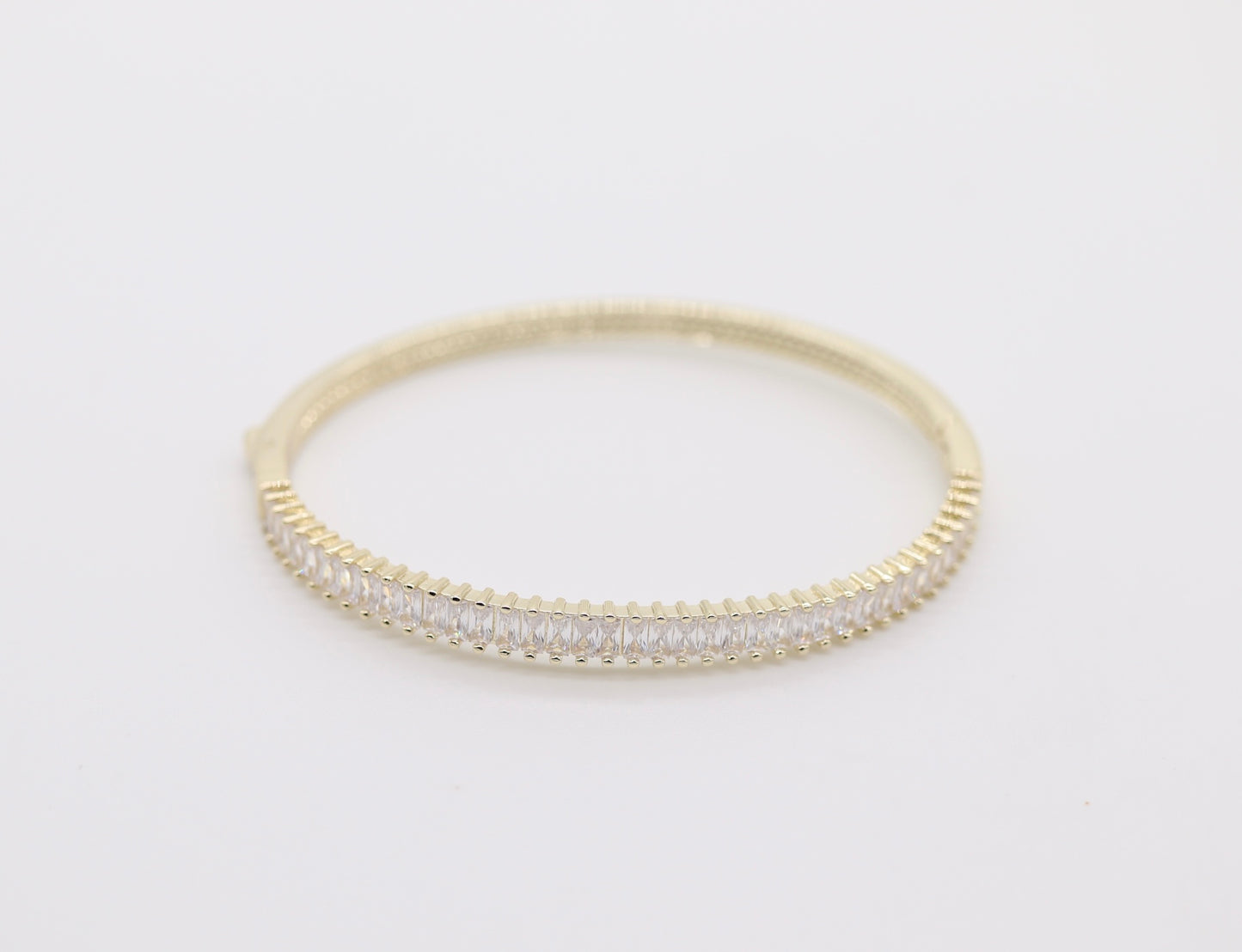 Gold Plated Bangle with Baguette Diamonds!!