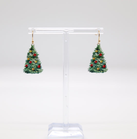 Gold Decorated Tree Acrylic Earring