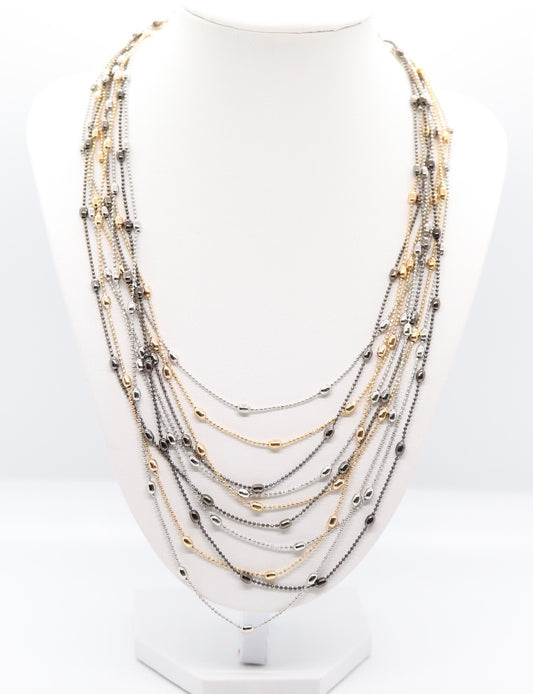 Multimetal Bead Chain Necklace Set
