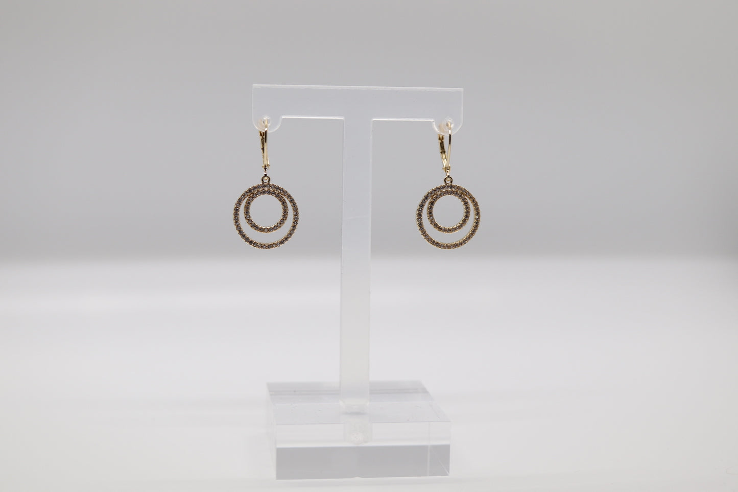 Double Circle CZ Dangling Earrings