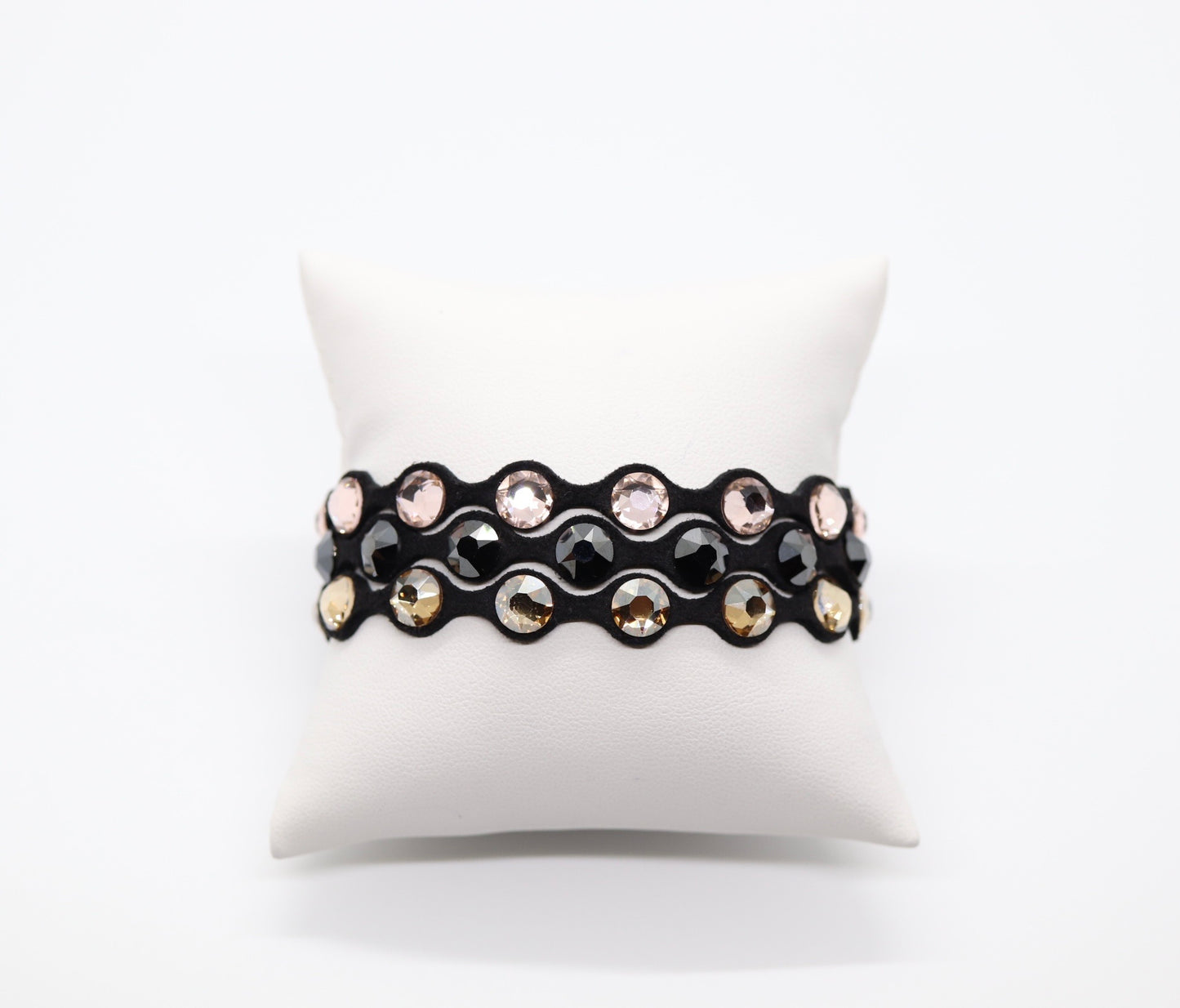 Beautiful Black, Silver and Gold Rhinestone Bracelet