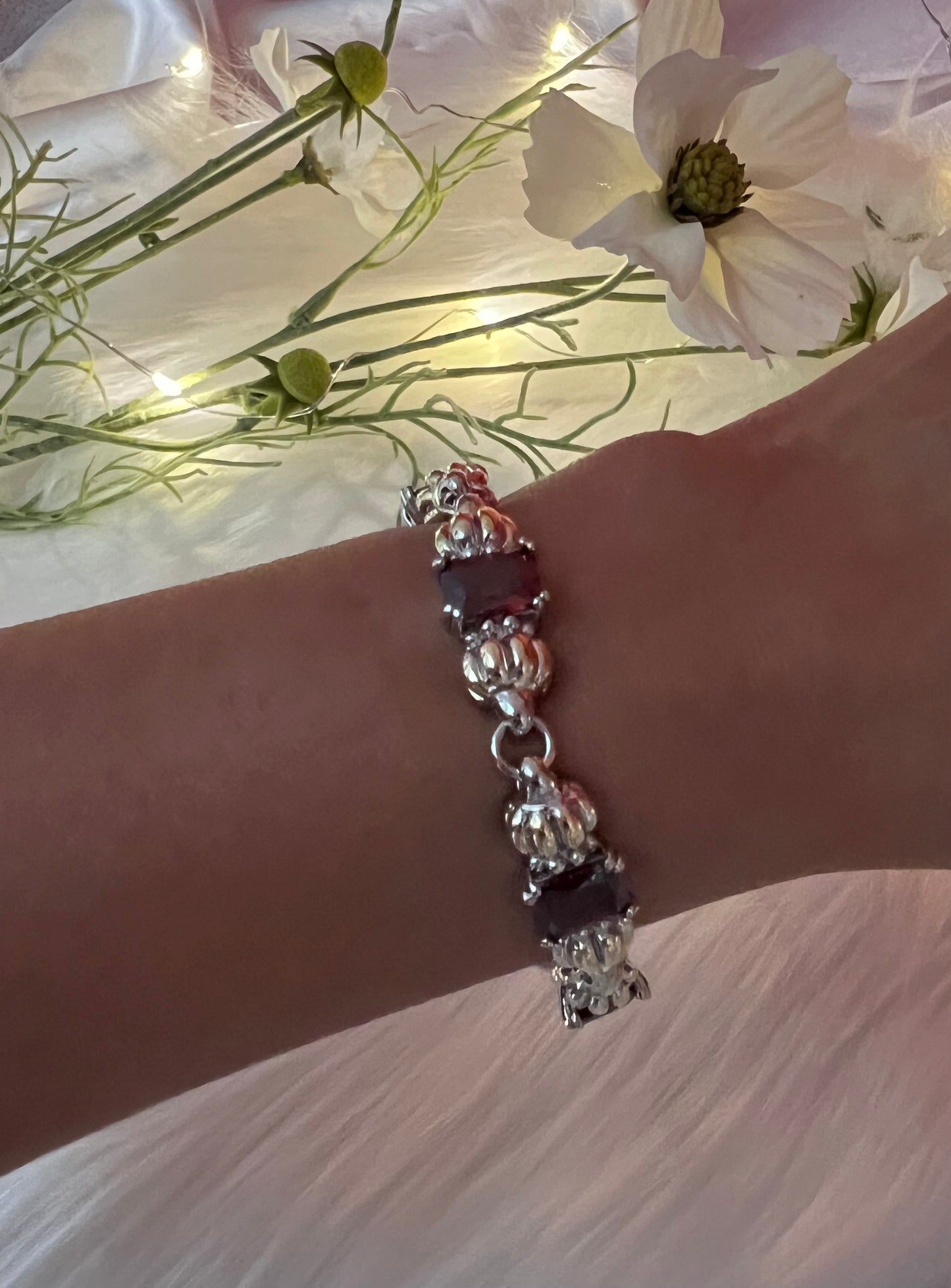 Ruby Red Square Station Bracelet