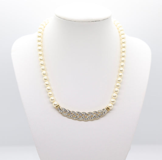 Beautiful Pearl Swarovski Elements Crystal Braided Necklace