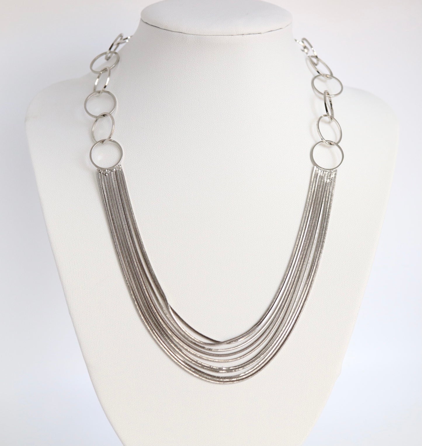 Silver Loop & String Necklace