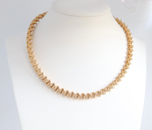 Gold Elastic  Zig Zag Necklace