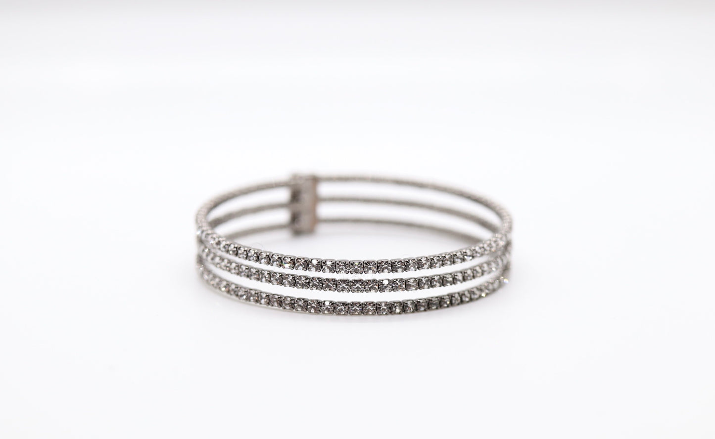 Dark Silver Triple strand CZ cuff bracelet