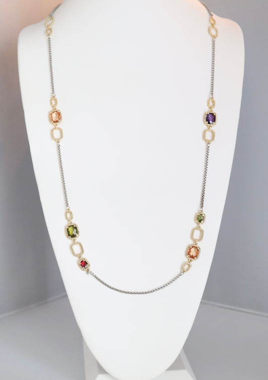 Beautiful Multi-Colored Stones Rope Necklace