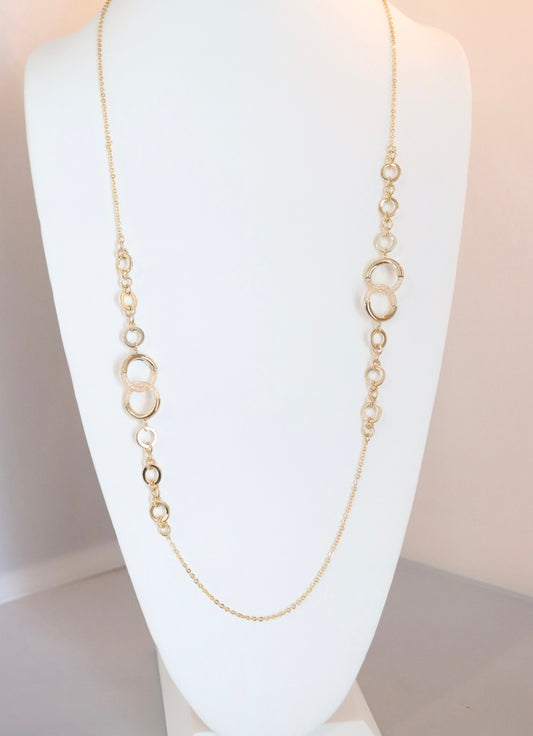 Gold Necklace with Scattered Circular Pendants