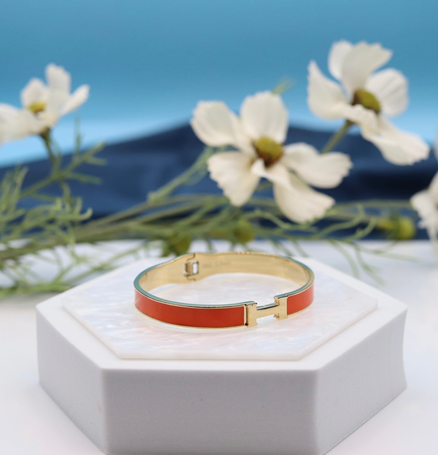 Small Orange Luxury Bangle Bracelet