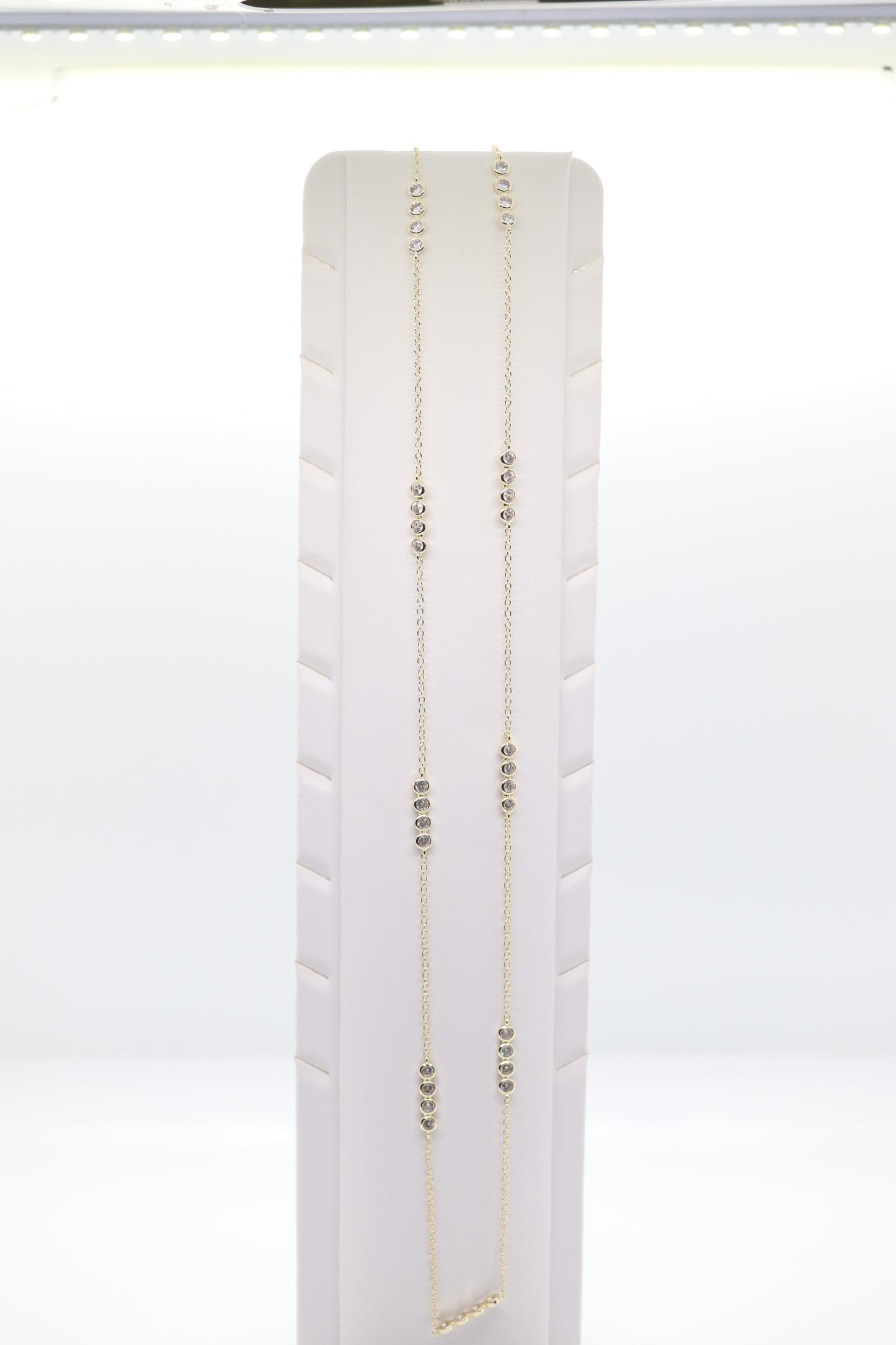 CZ Station 18 inch Necklace with Rodium and Gold Overlay