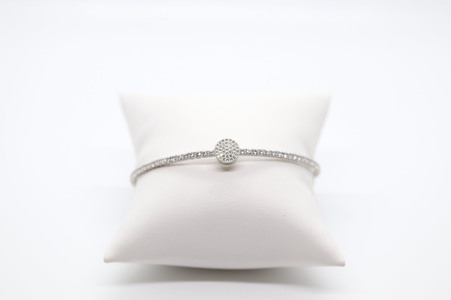 CZ Circle Station Tennis Bracelet Silver