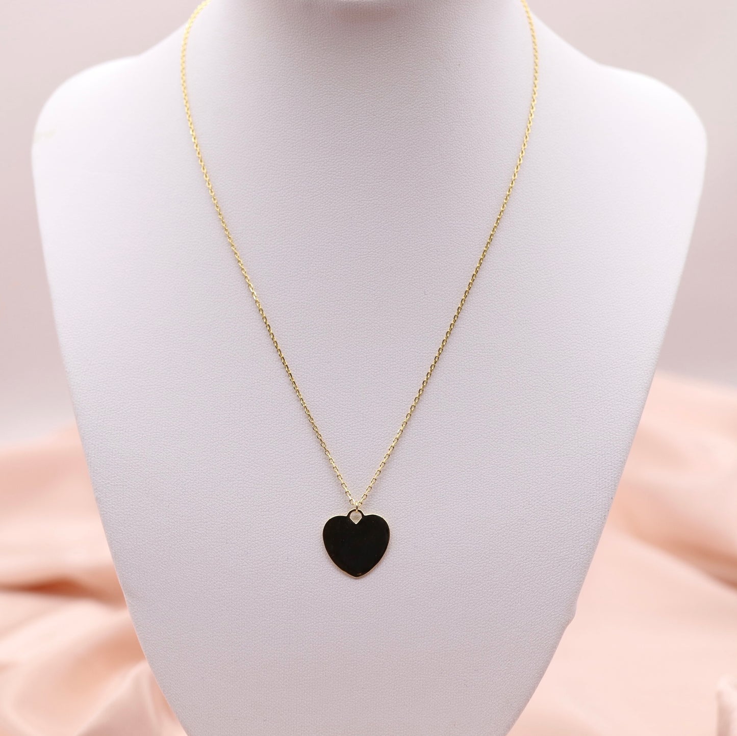 Gold Plated Solid Heart Pendant Necklace