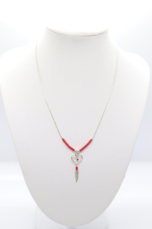 Red Feather Beaded Necklace