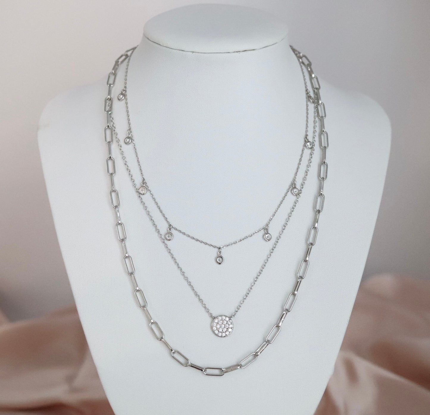 Sterling Silver Triple Layered Necklace