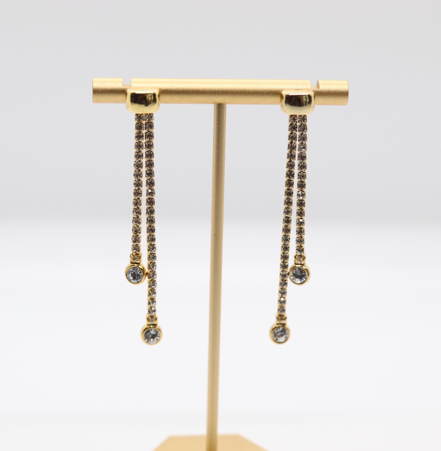 Double Row Gold Pave Earrings