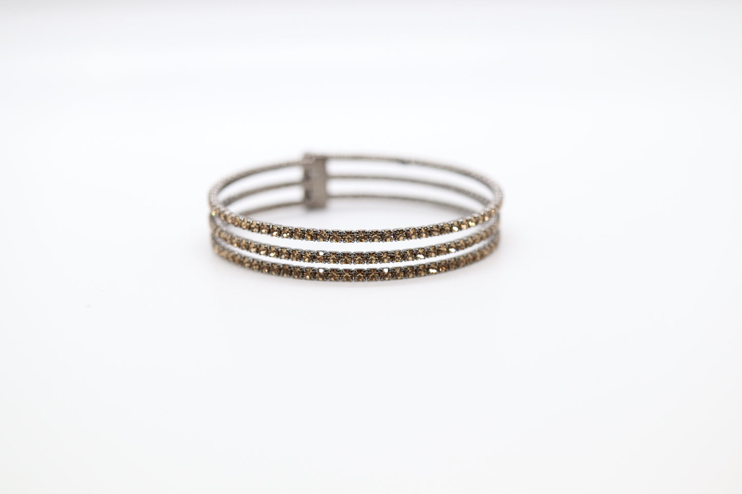 Chocolate Gold Triple Strand Slinky Cuff Bracelet