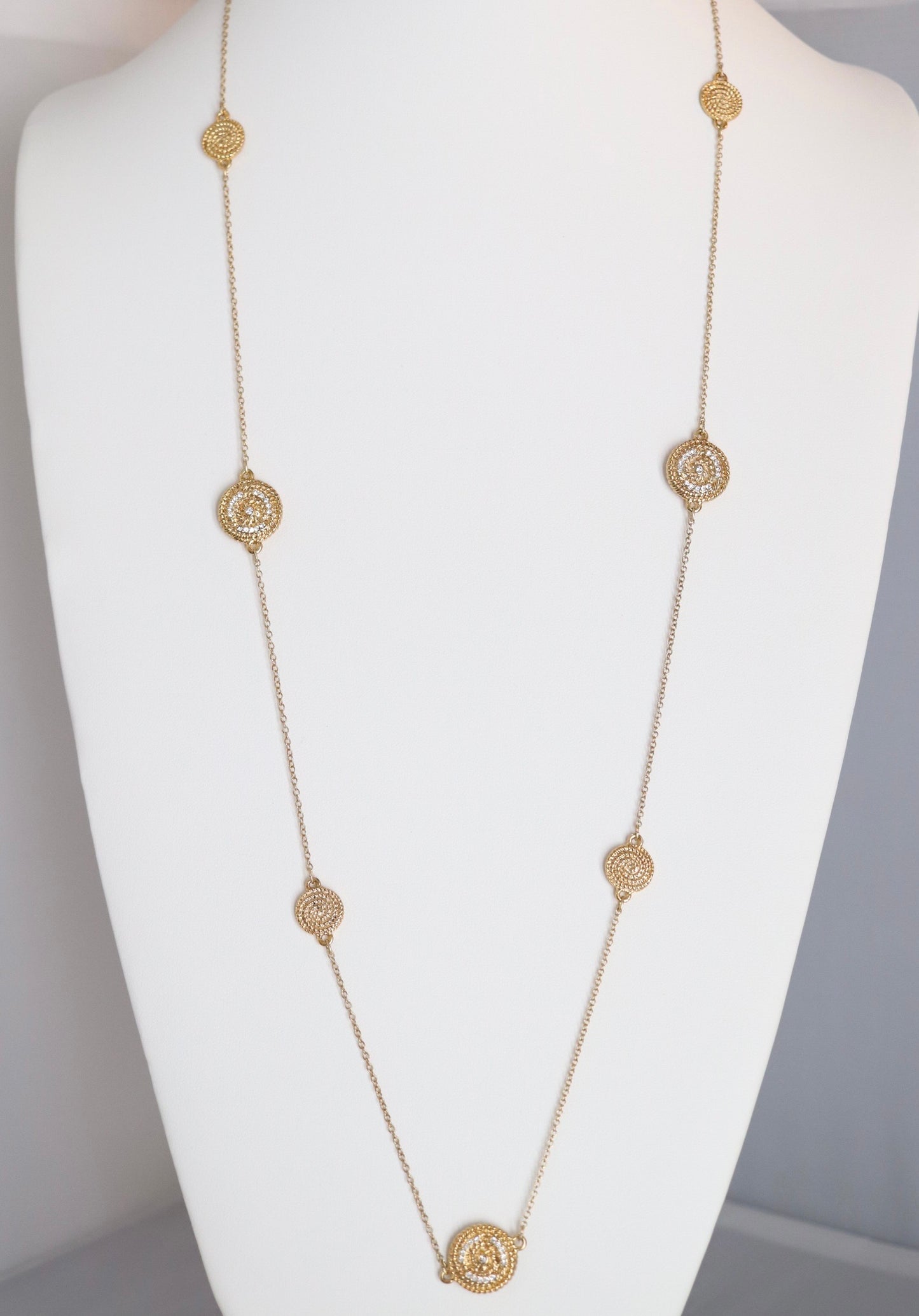 Gold Necklace with Gold Round Stations