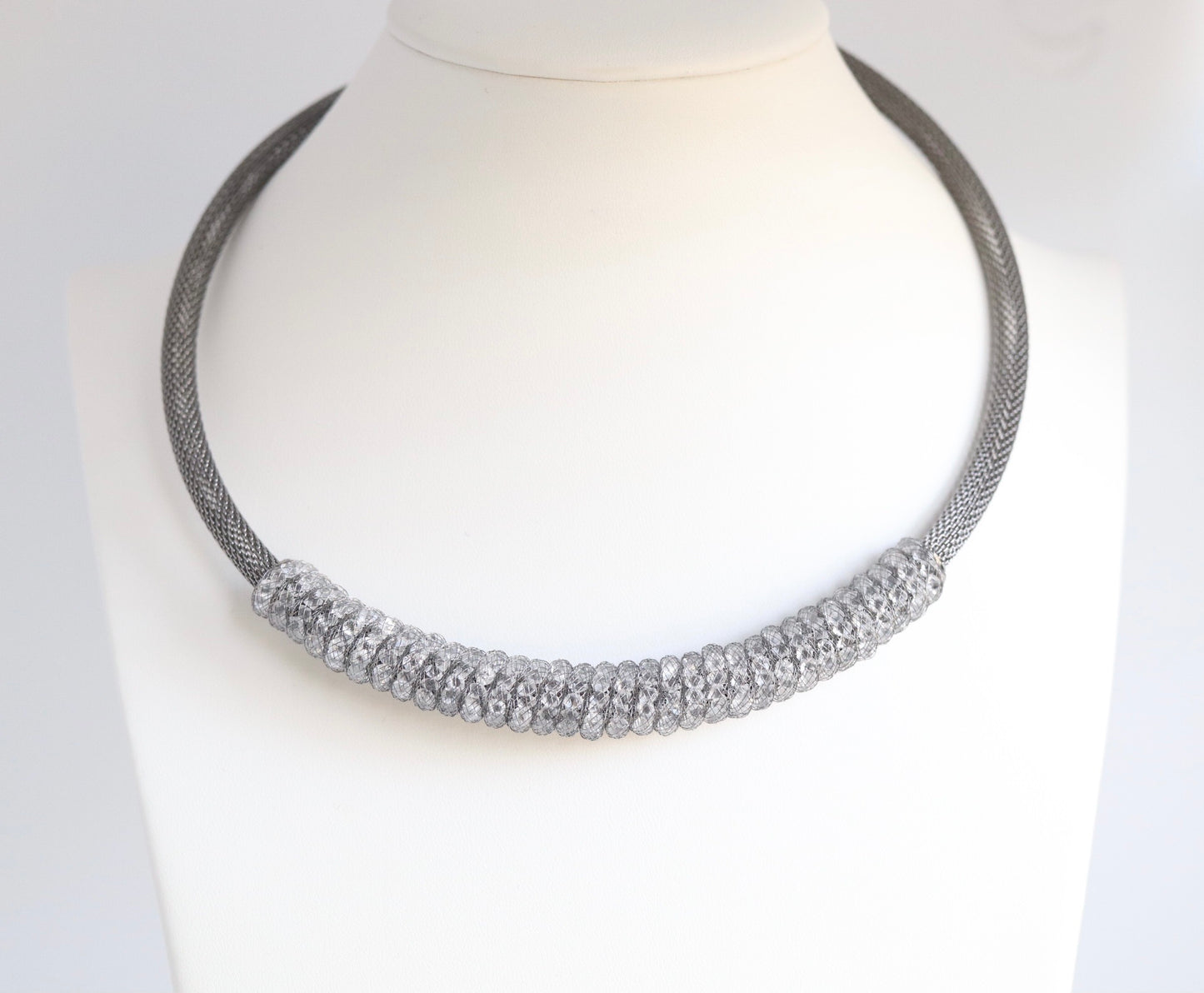 Dark Silver Loop Choker Necklace