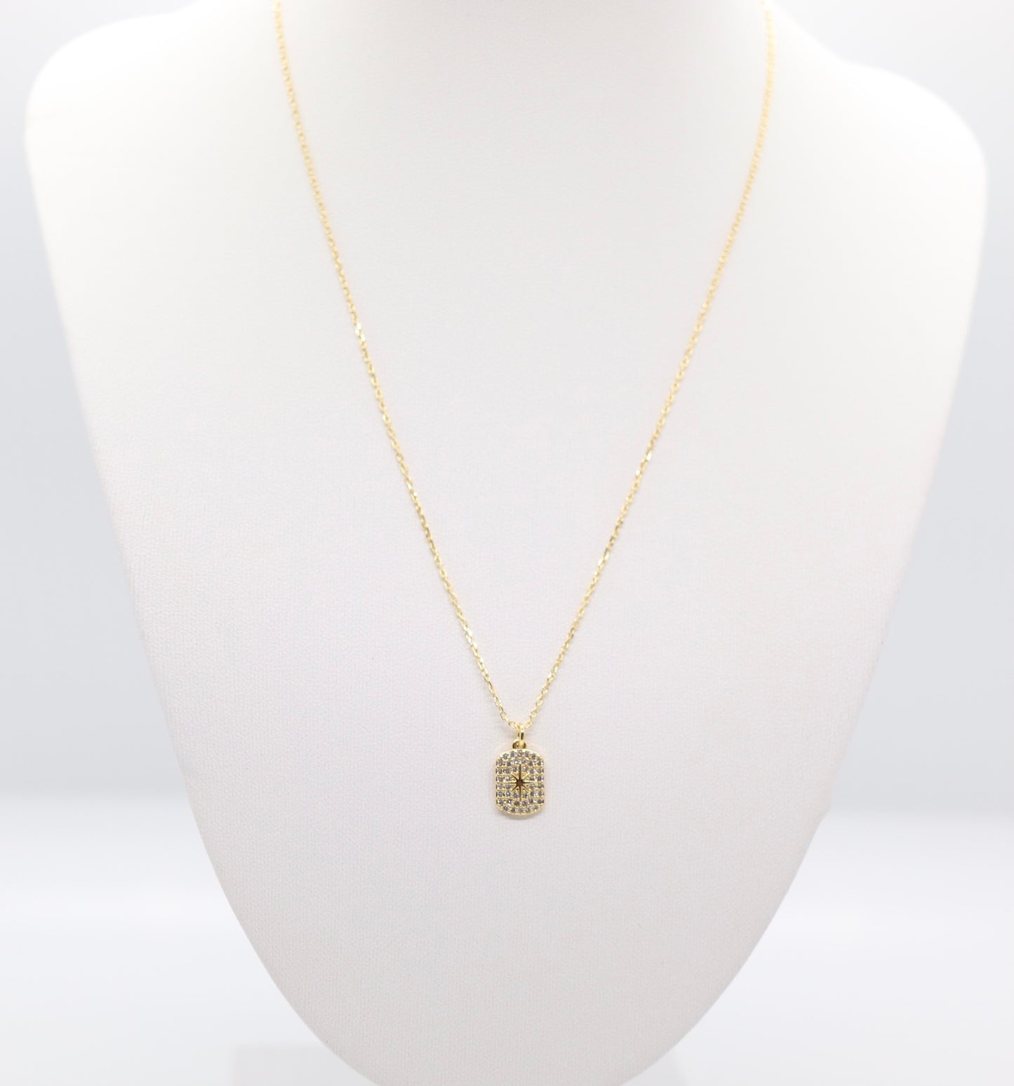 Fine Pave CZ North Star Padlock Necklace