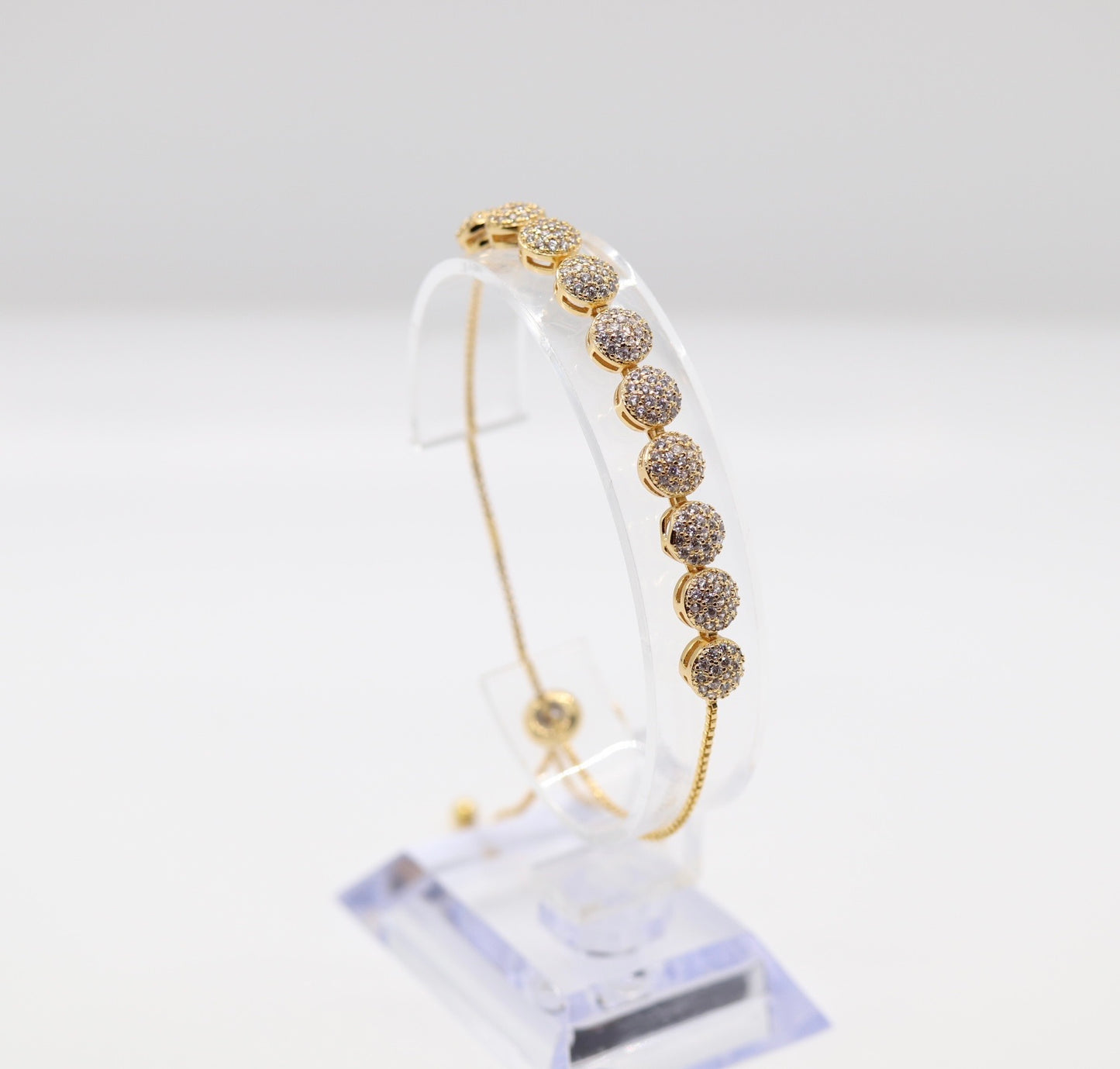 Gold Bracelet with Accent Round Cluster CZ's