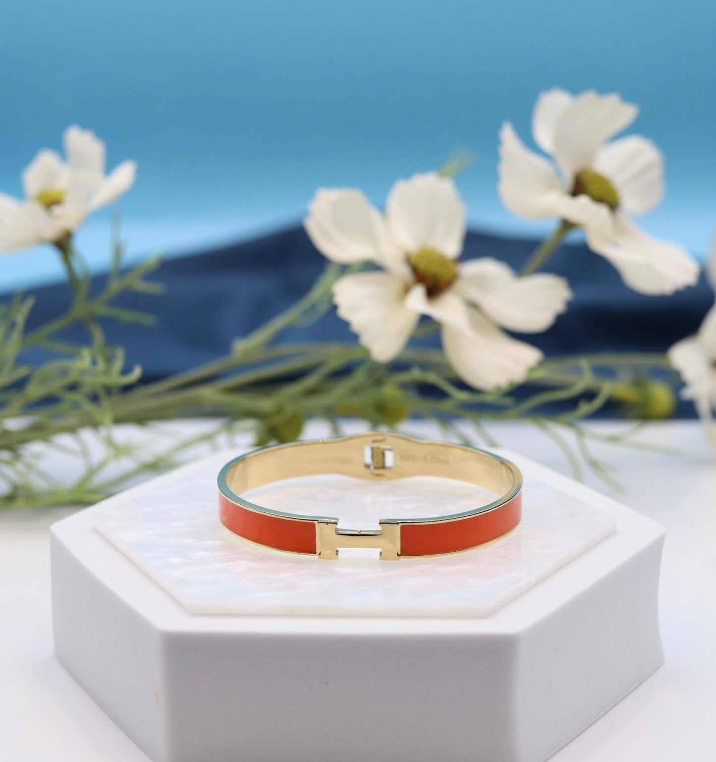 Small Orange Luxury Bangle Bracelet