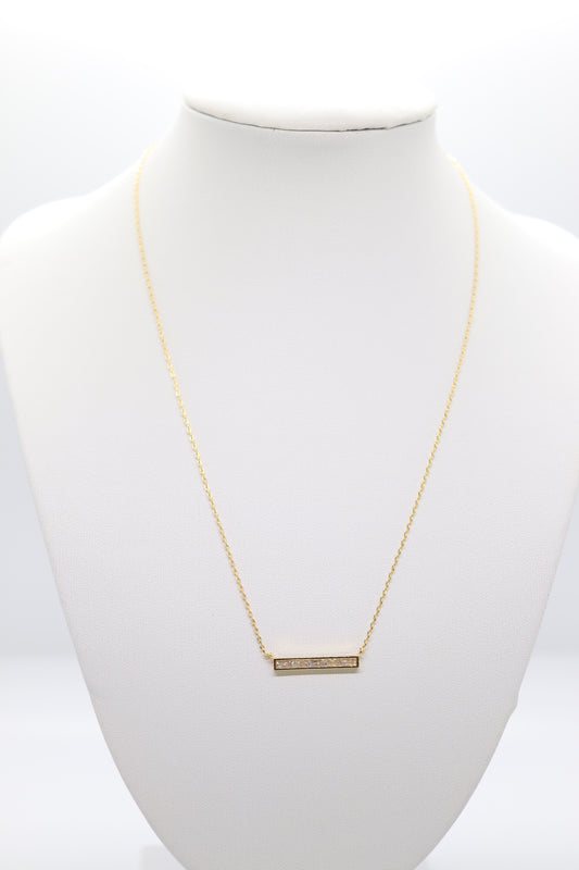 NBM Baguette CZ Festoon Bar Necklace