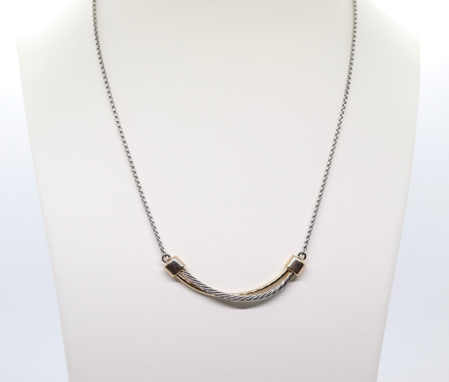 Two-Tone Cable Bar Necklace