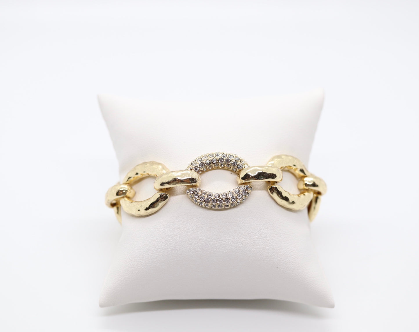 Gold Link Bracelet with CZ Link