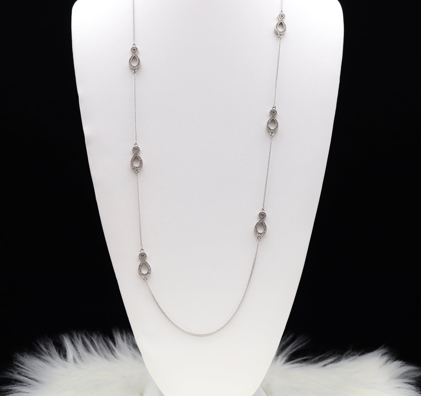 Silver Figure Eight Station Necklace