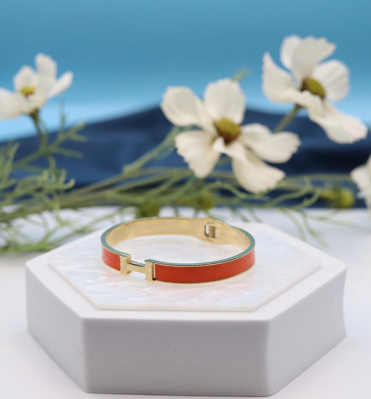 Small Orange Luxury Bangle Bracelet