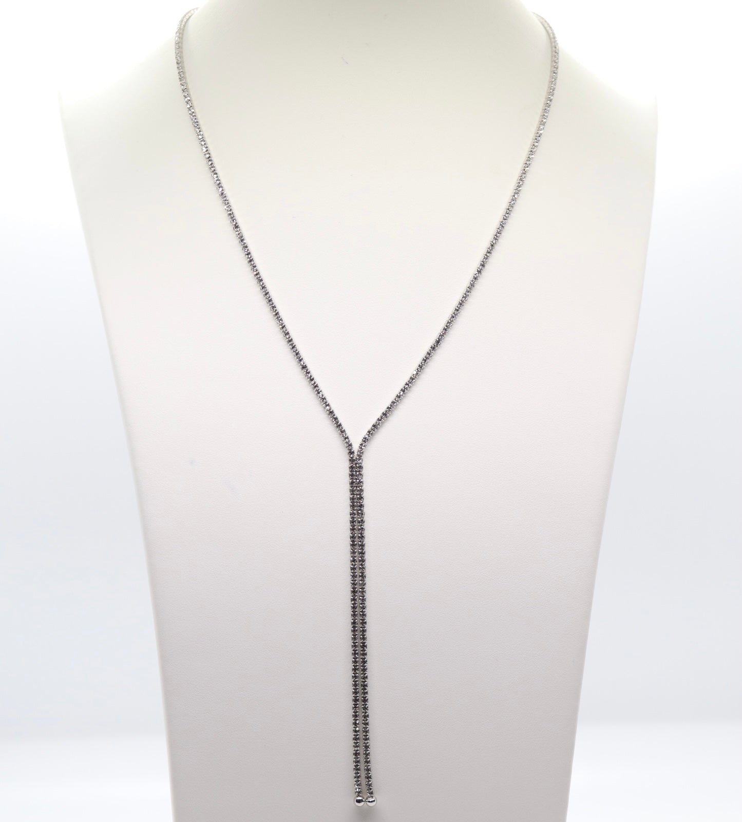 Sleek Silver Diamond Necklace