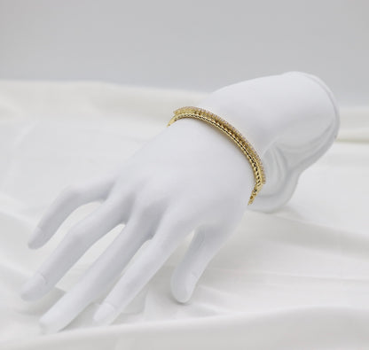 Gold Pavé Rope Bangle Bracelet – Timeless Elegance