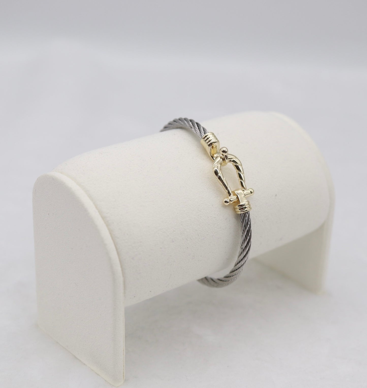 Two-Tone Cable Bracelet with Gold Anchor Clasp