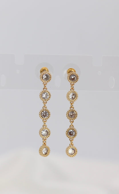 Golden Halo Crystal Drop Earrings – Multi-Stone Dangle Design