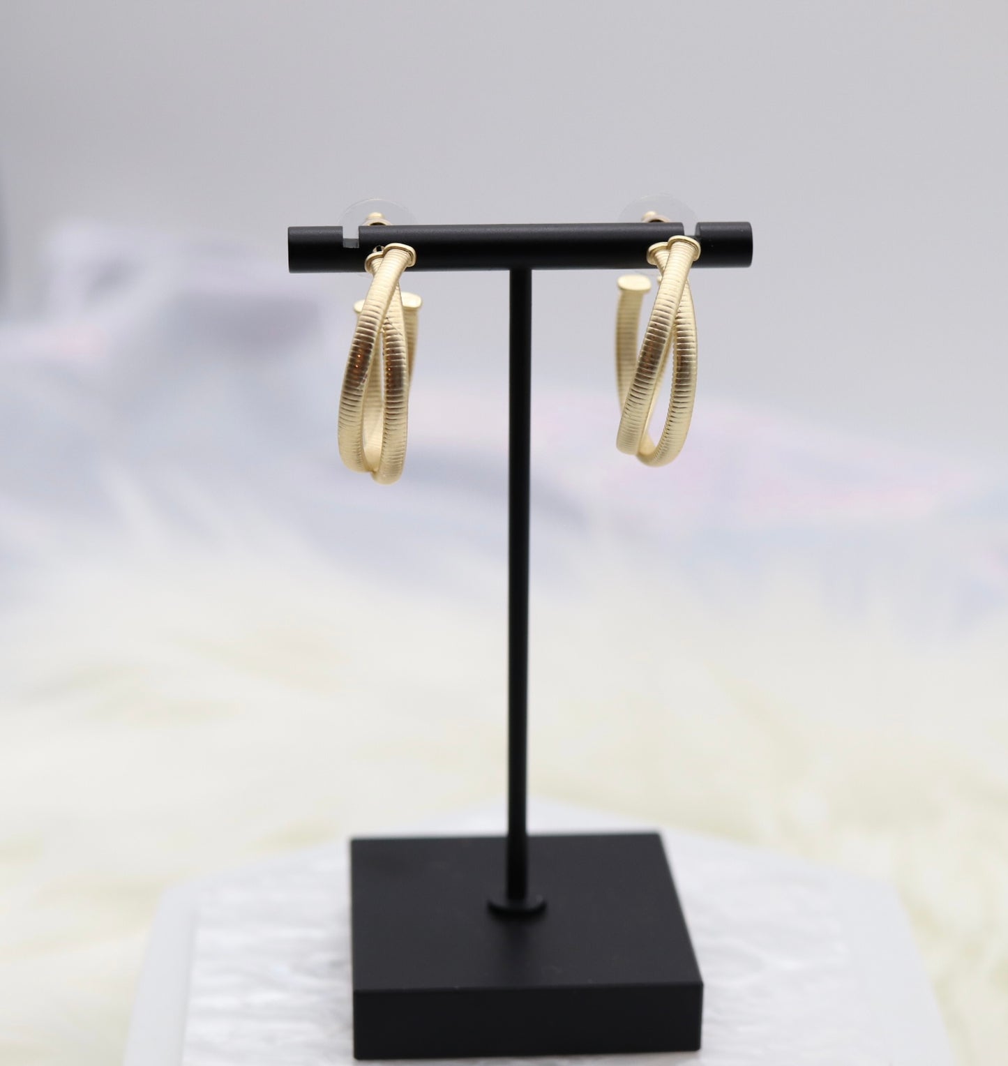 Matte Gold Twisted Hoop Earrings