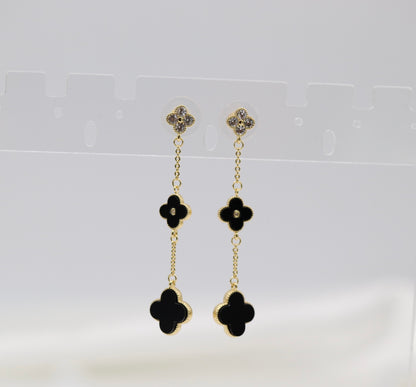 Dangling Petite Black Clover Earrings