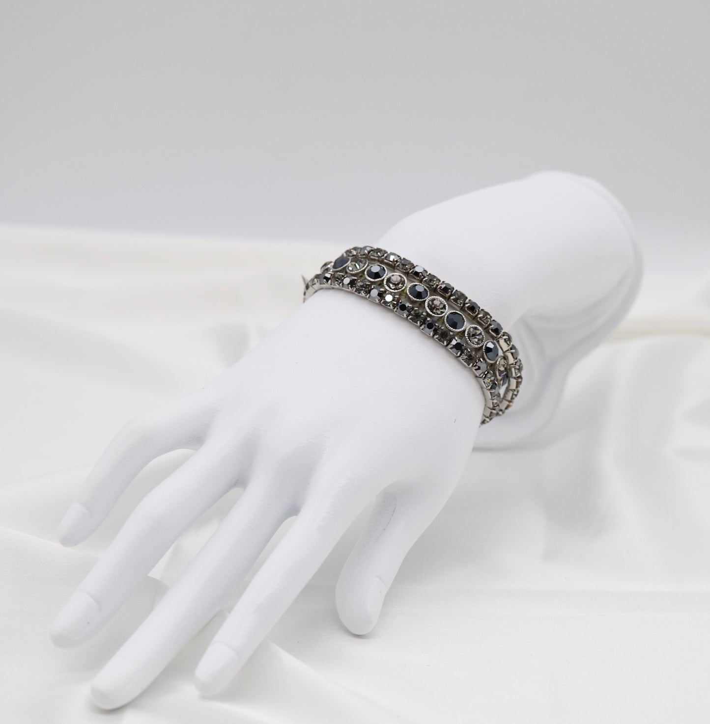 Midnight Sparkle Triple-Row Crystal Bracelet