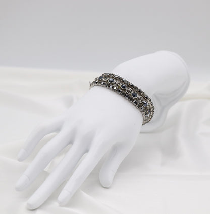 Midnight Sparkle Triple-Row Crystal Bracelet