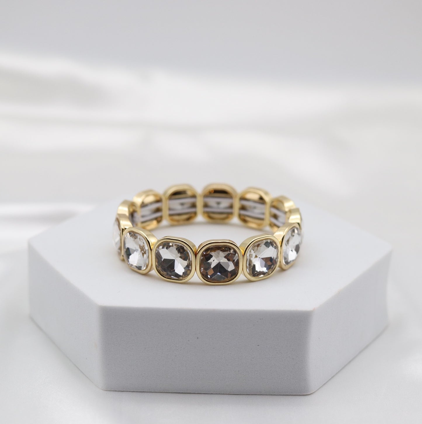 Classic Clear Crystal & Gold Stretch Bracelet