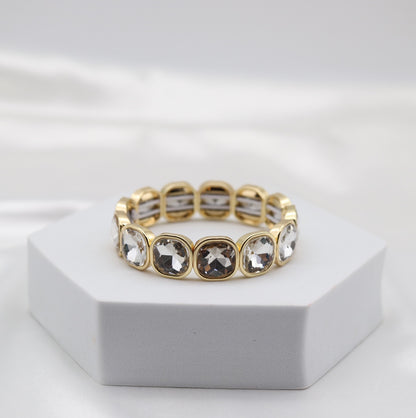 Classic Clear Crystal & Gold Stretch Bracelet