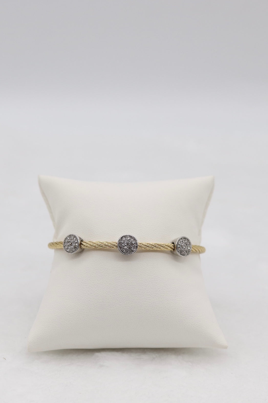 Gold Cable Bracelet with Sparkling Crystal Accents