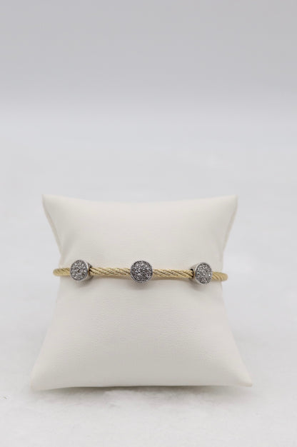 Gold Cable Bracelet with Sparkling Crystal Accents