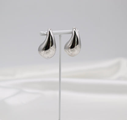 Chunky Silver Teardrop Earrings