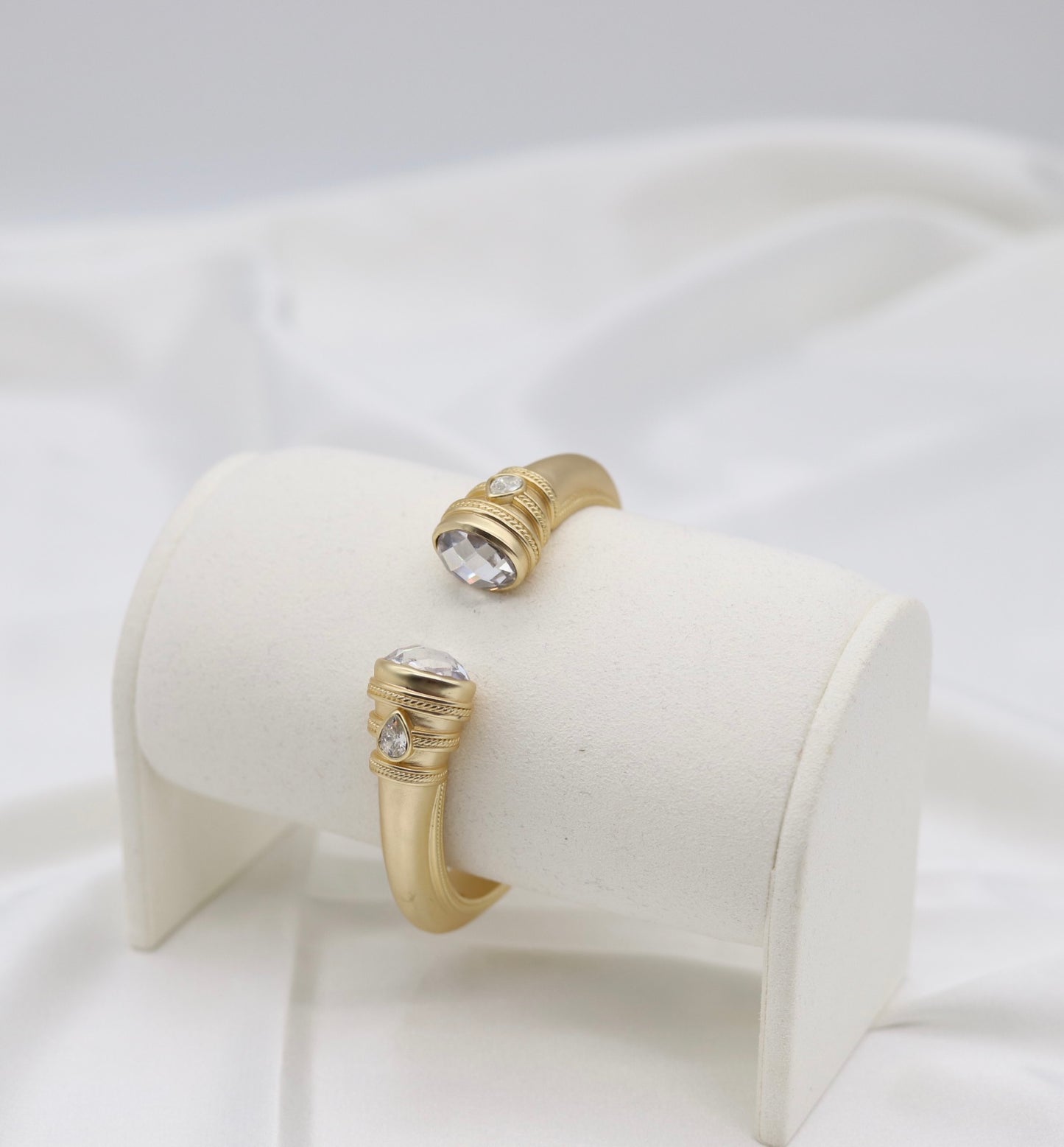 Clear Crystal Gold Cuff Bracelet